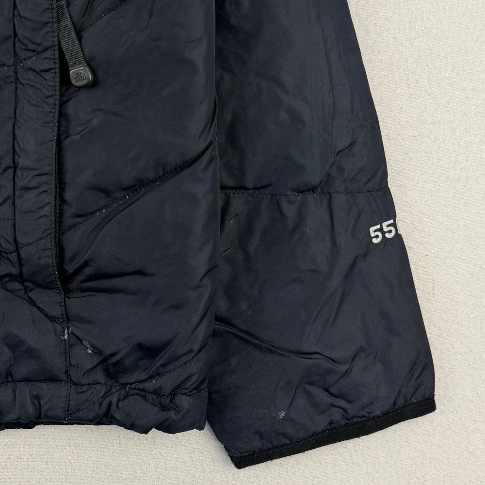 The North Face 550 Down Puffer Jacket Mens Medium Black‎ Quilted Full Zip Coat